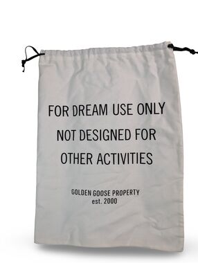 Golden Goose White Canvas Drawstring Bag Dust Bag with Black Text